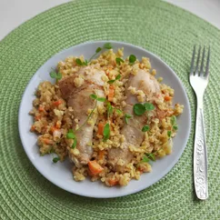 Булгур с овощами и курицей