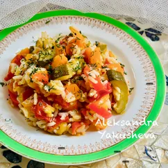 Кабачки с рисом и другими овощами в мультиварке