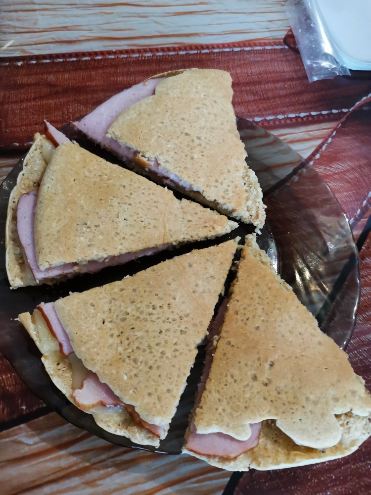 Овсяноблин с сыром и мясом