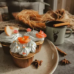 Капкейки с персиками на конопляной муке 🧁