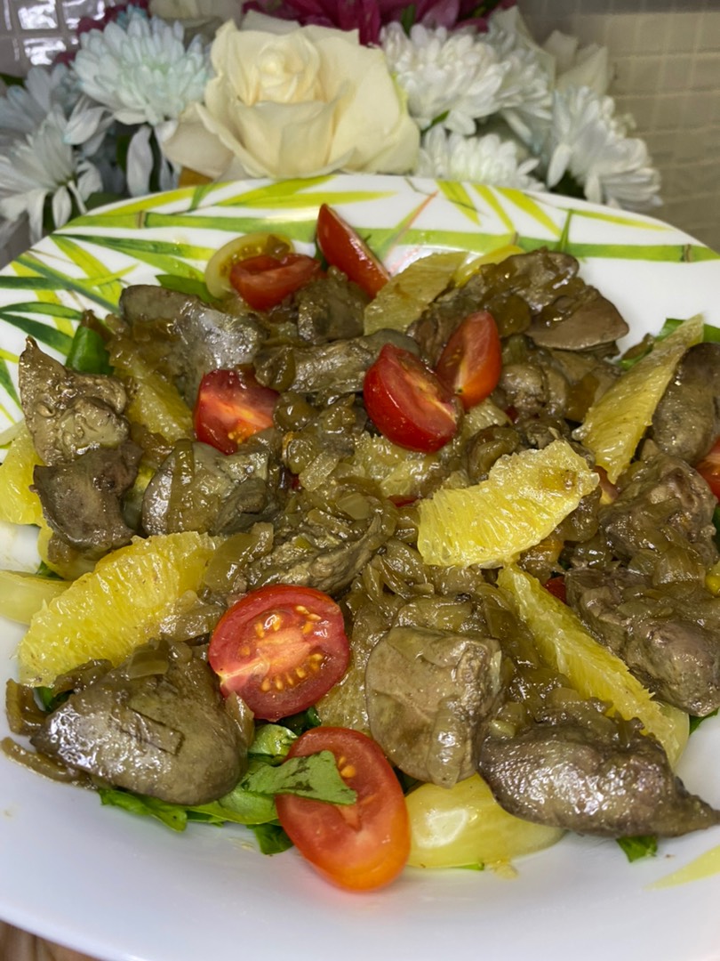 Тёплый салат с печенью