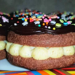 🍩Двойное шоколадное печенье с заварным кремом🍩