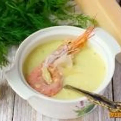 «Сырный крем-суп с креветками»
