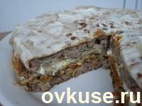 Блинный пирог с паштетом из печени