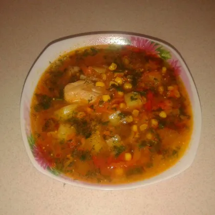 Куриный суп с консервированной кукурузой