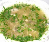 Легкий суп с куриными желудками