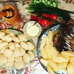 Слоенный хинкал с сушеным мясом