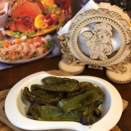 Запечённый зелёный болгарский перец в духовке