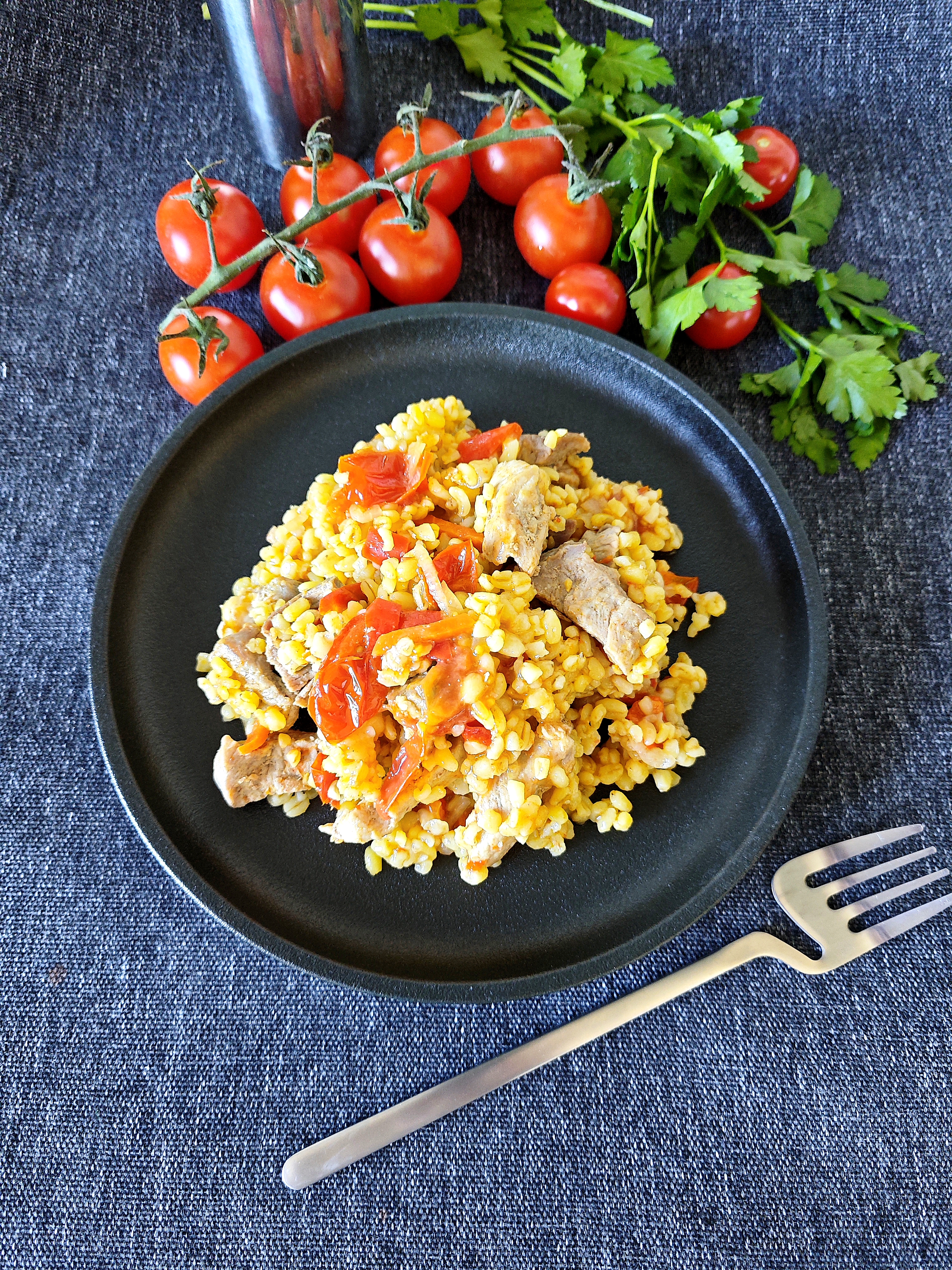 Булгур с мясом и овощами 