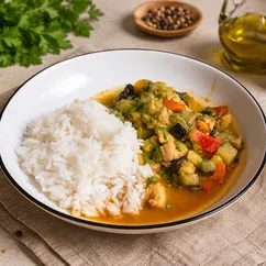 Карри с минтаем и овощами