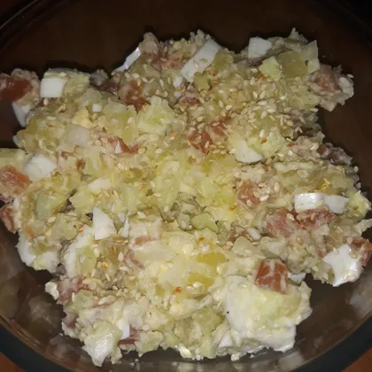 Картофельный салат с копчёной грудкой