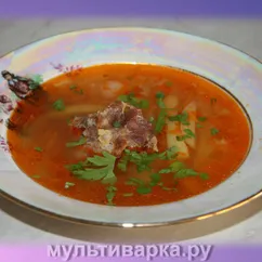 Гороховый суп с шашлычным мясом