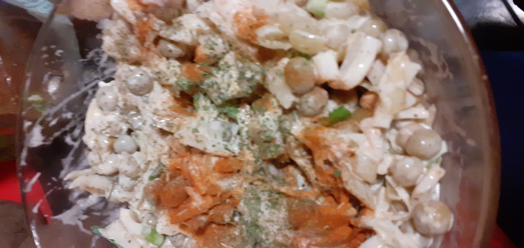 Салат из Кальмаров с Квашеной Капустой