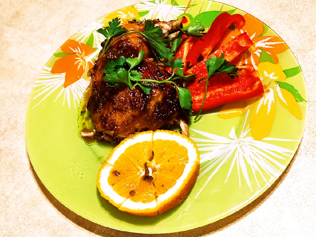 Курица, запеченная с киви и апельсинами — рецепт с фото пошагово