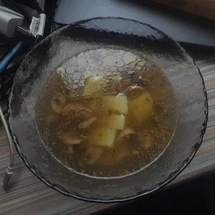 Кукурузный суп на индейке с грибами  ♡