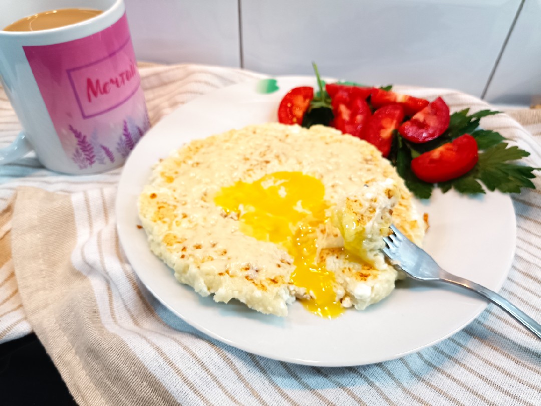 Вкусный завтрак - ленивый хачапури на сковороде