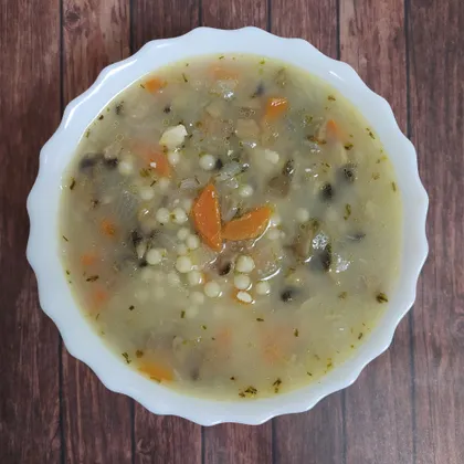 Грибной суп с птитим и тофу (веганский)