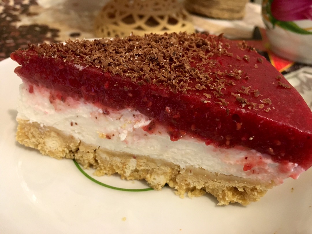 Малиновый чизкейк без выпечки🌺