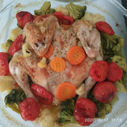 Цыпленок корнишон с овощами