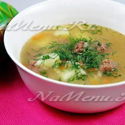 Суп с мясными фрикадельками и рисом в мультиварке