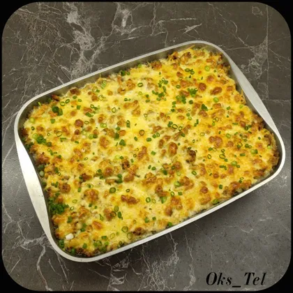 Запеканка картофельная с курицей и грибами