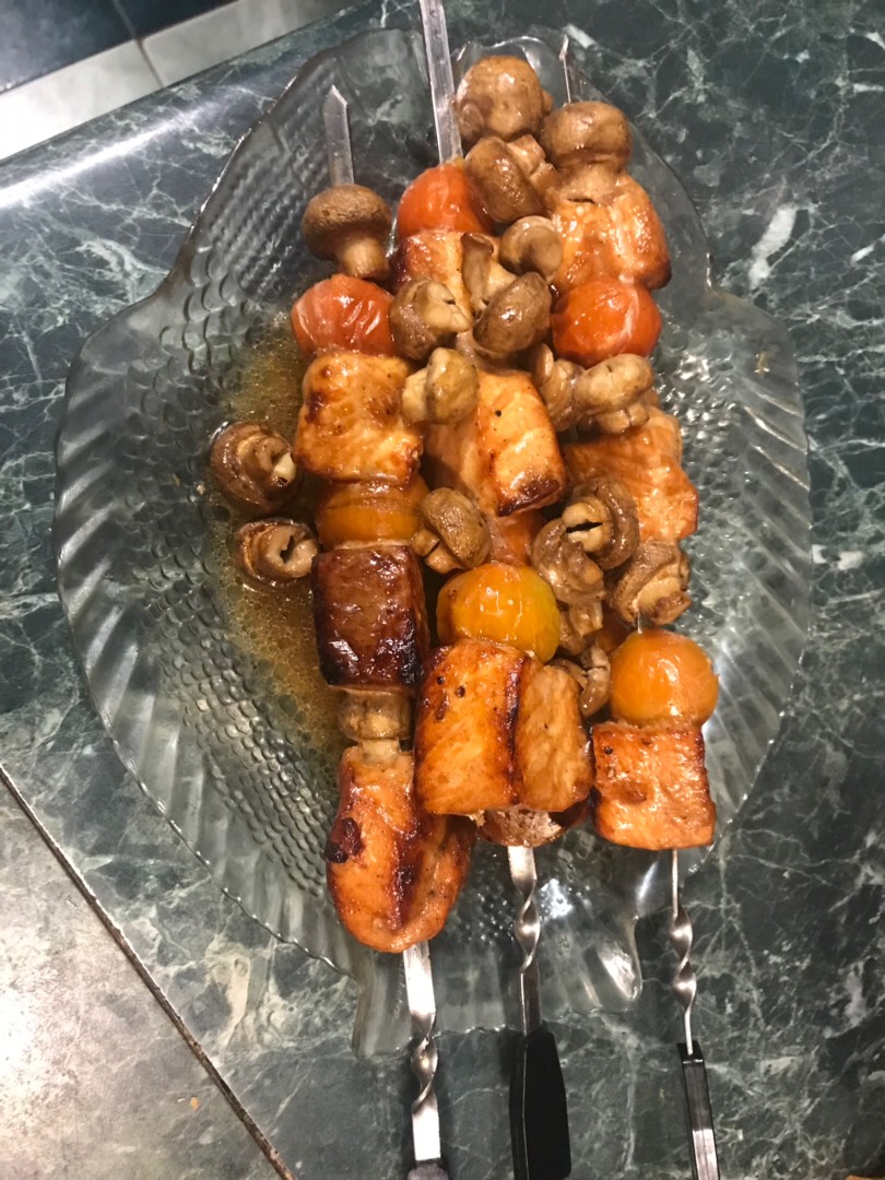 Лосось в Терияки с шампиньонами