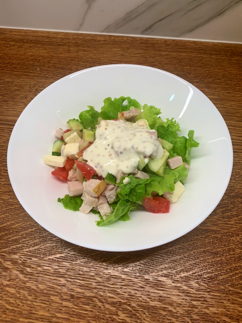 ПП ужин - салат с ветчиной, томатами и фетой
