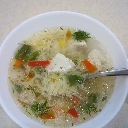 Суп куриный с вермишелью и овощами