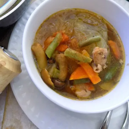 Куриный суп с овощами и фунчозой  #кулинарныймарафон