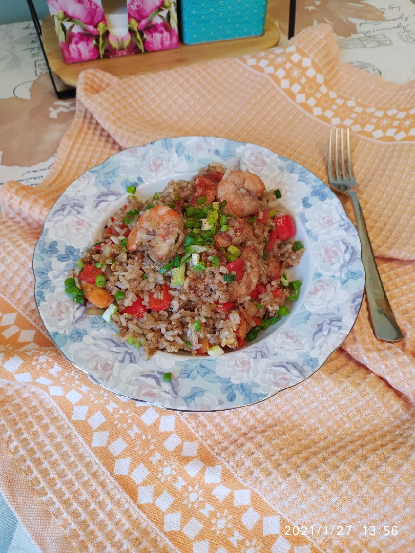 Рис по-тайски с креветками - рецепт автора Ирина Степанова 👩‍🍳