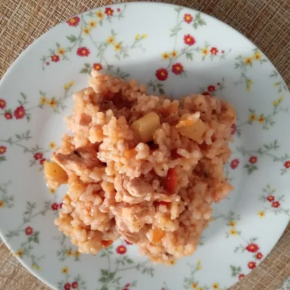 Рис с ананасами по-китайски в кисло-сладком соусе