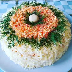 Салат из курицы с маринованными грибами