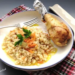 Ленивая перловка с курицей в духовке