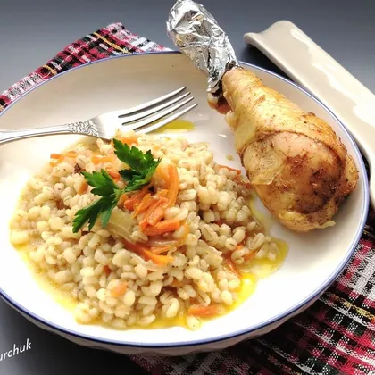Ленивая перловка с курицей в духовке