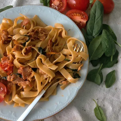 Сливочная паста с беконом 🍝