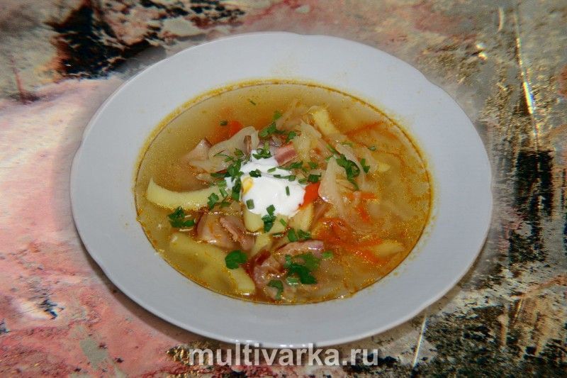 Щи с копчёной грудинкой