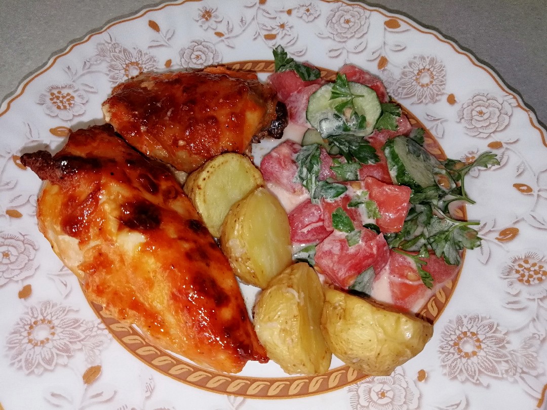 Запечённые куриные бедрышки и грудки