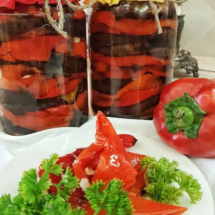 #заготовки жареные баклажаны и перец в маринаде