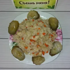 Плов с куриной грудкой в казане