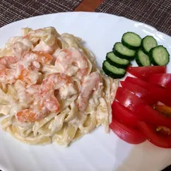 Потрясающая паста с креветками в сливочном соусе 🦐