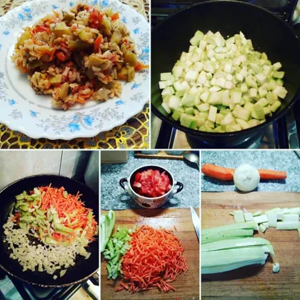 Кабачки с овощами и рисом