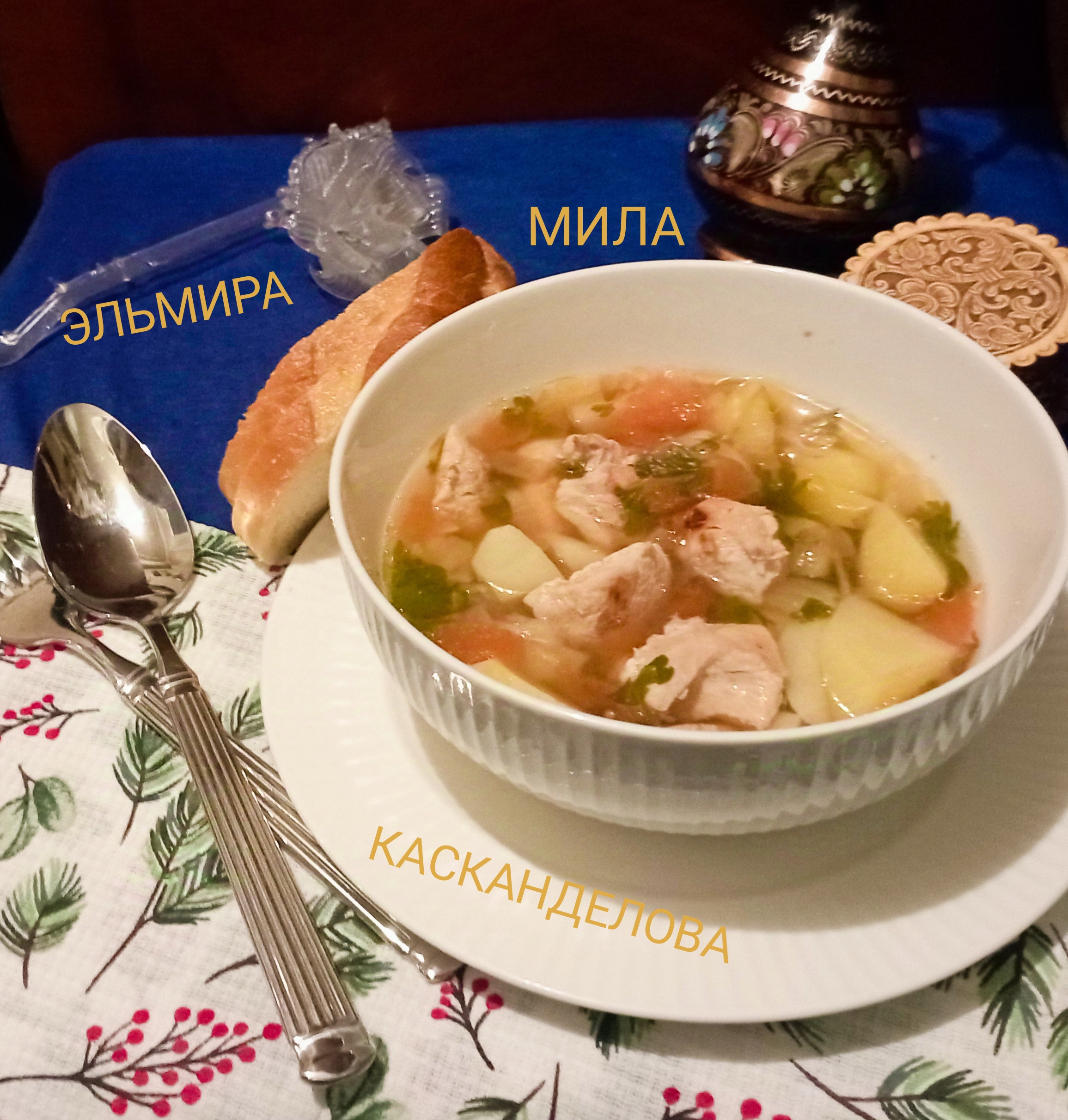 Картошка тушёная с куриным мясом