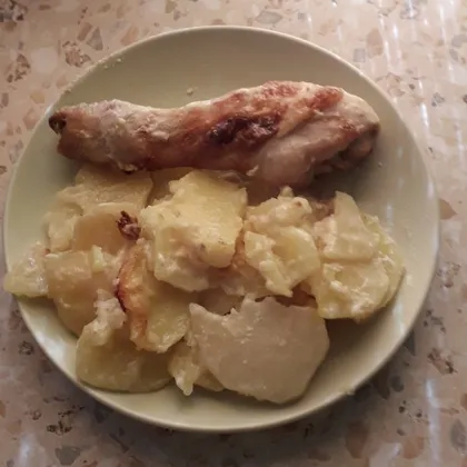 Картошка с куриной голенью