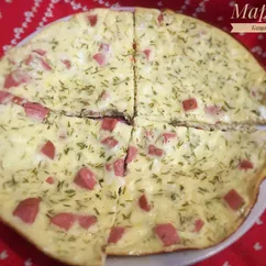 Омлет на кефире с сосиской и зеленью 