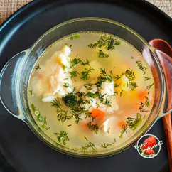 Суп с индейкой и сырными клёцками 