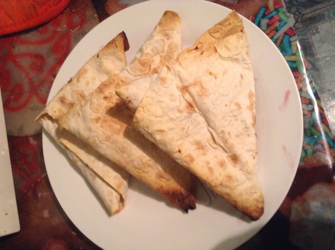 Треугольники из лаваша с мясом