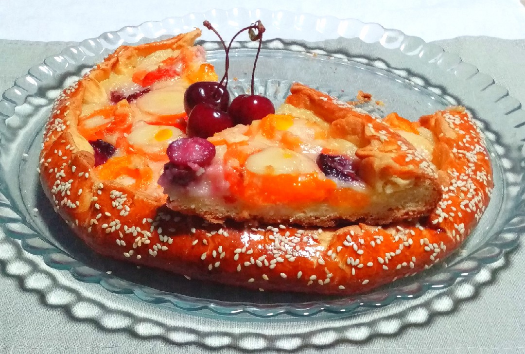 🥭Творожная галета с абрикосами и черешней