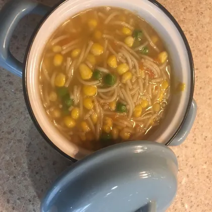 Суп овощной с мелкой пастой