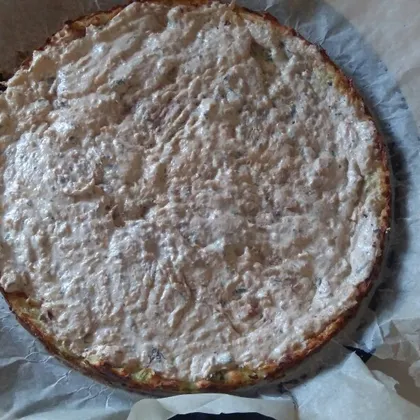 Пицца из кабачка с горбушей и творожным сыром с зеленью