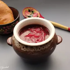 Постный борщ из заранее запеченной свеклы